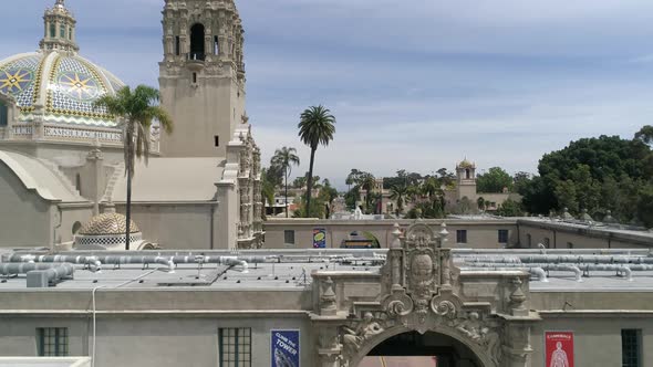 Aerial of Museum of Man with dome and tower