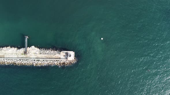 Aerial Drone View of a Breakwater