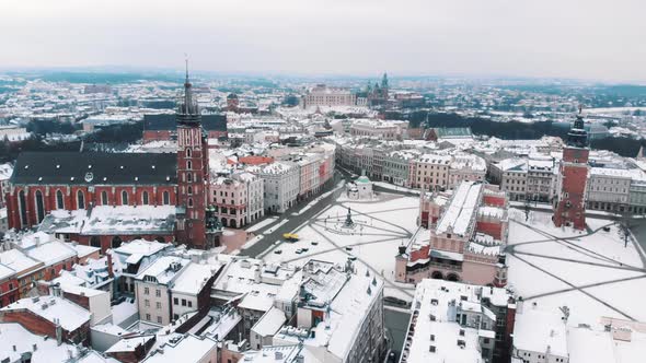 Aerial View of Cloth Hall (Or Sukiennice) in the Middle of the Krakow Old Town