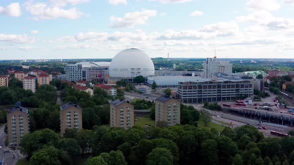 Stockholm, Sweden. Aerial Drone summer view of Johanneshov