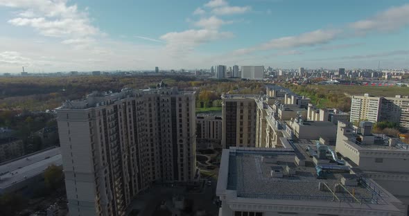 Aerial View of Apartment Complex and Autumn Urban Scene. Moscow, Russia