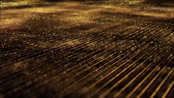 Golden Matrix Grid Particles Background 02