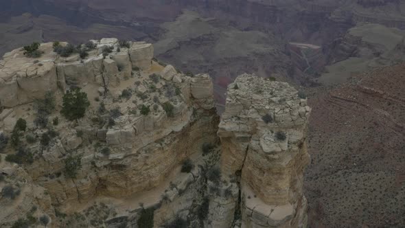 Aerial view of Grand Canyon with rocks