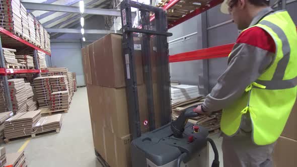 Industrial Forklift Truck Operation at a Modern Warehouse