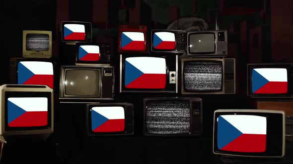 Flag of the Czech Republic on Retro TVs.