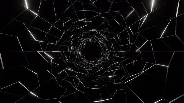 4K Flight in abstract sci-fi tunnel seamless loop. Futuristic motion graphics alt