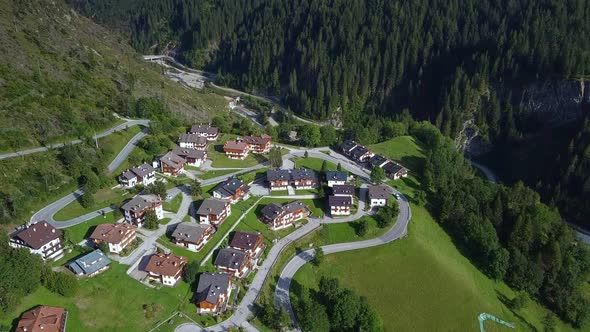 Bird's Eye View of Modern Mountain Village