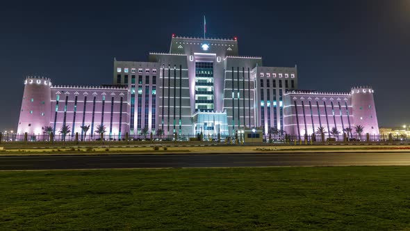 The Ministry of Interior in Doha Night Timelapse