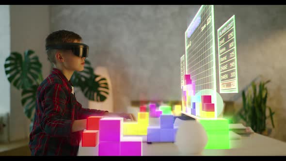 Boy Playing VR Tetris