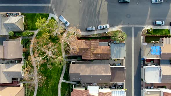 Aerial View of Middle Class Suburban Neighborhood with Houses Next To Each Other