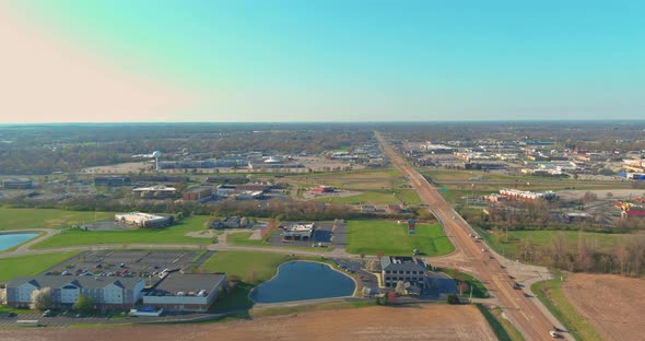 Panorama the Aerial View of a Caseyville Small Town of Residential District at Suburban Development