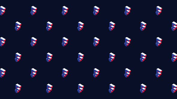 Swiss Franc isometric symbols in pattern on a dark background. Seamless loop animation