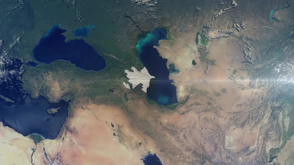 Realistic Earth Zoom Highlight Country Azerbaijan