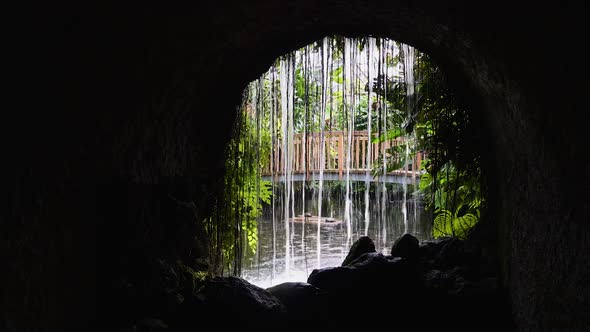 Very Beautiful Waterfall in an Artificial Rock