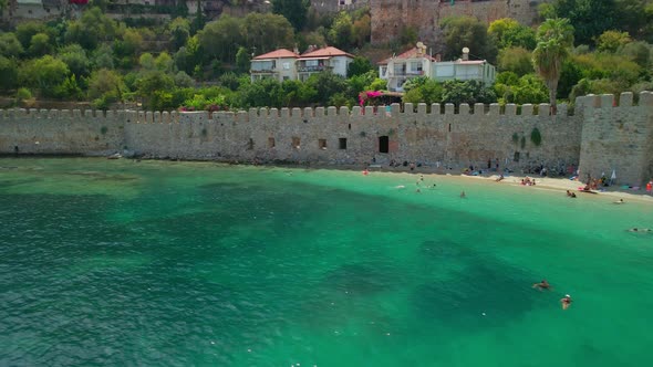 The Walls of the Fortress of Alanya in the Historical Part of the City on the Seashore