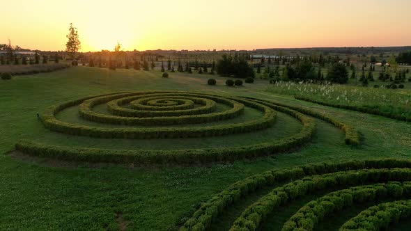 Scenic Landscape of Beautiful Summer Park Dobropark at Sunrise Motyzhyn Ukraine