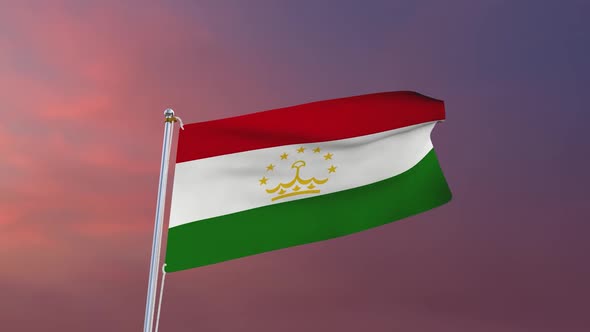 Flag Of Tajikistan Waving