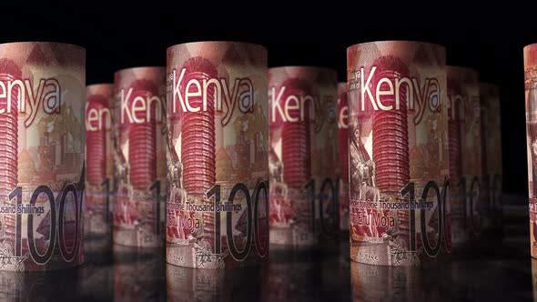 Kenya Shilling money banknotes rolls seamless loop