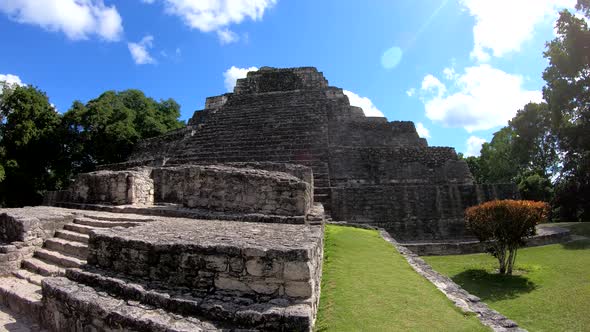 Chacchoben Mayan Ruins Temple 1 Pyramid. Costa Maya, Mahahual, Mexico.