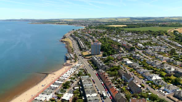 Aerial Video Joppa Road Portobello Beach Edinburgh Scotland Uk