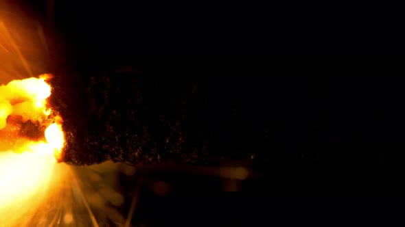 Sparkler Burning on Black Background. Closeup