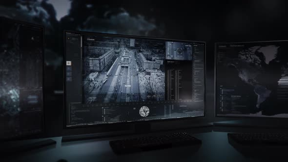 High Tech Drone Surveillance System Tracks Targeted Automobile On A City Road alt