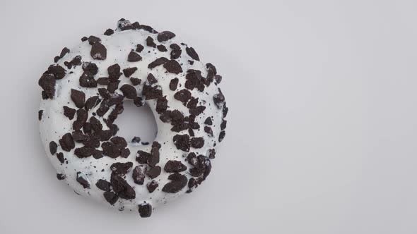 Fresh Donut Rotating at White Background