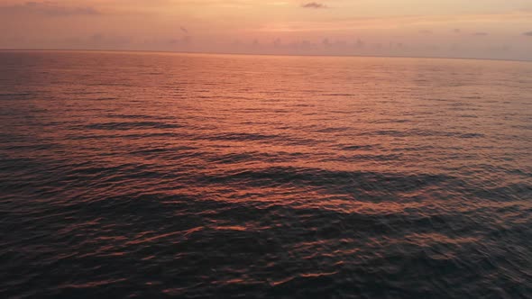 Flying over the Black sea at sunset. Batumi. Sakartvelo