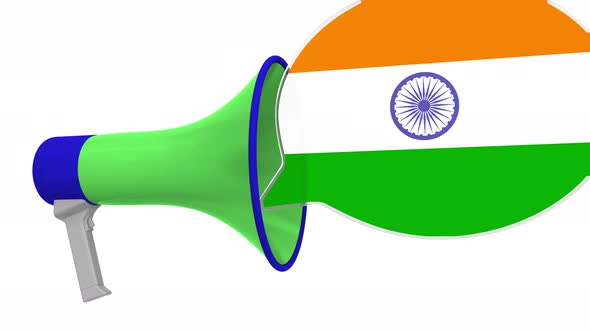 Loudspeaker and Flag of India on Speech Bubble