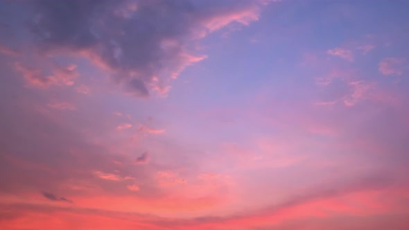Twilight and dawn sky with cumulus cloud time lapse in an evening. alt