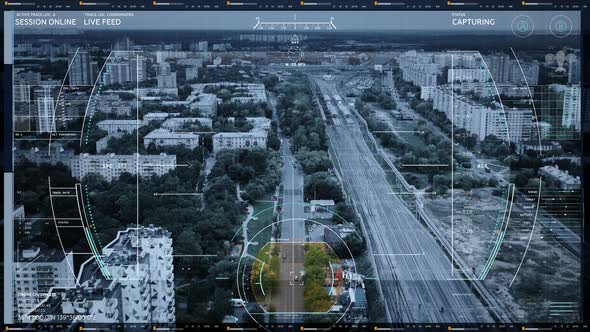 Advanced Police Drone On Crime Surveillance Duty Patrolling City Streets alt