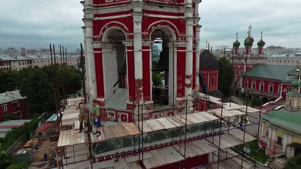 the Process of Restoration of the Bell Tower of an Ancient Monastery in the Historical Part of