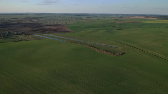 Bird'seye View of a Green Field 