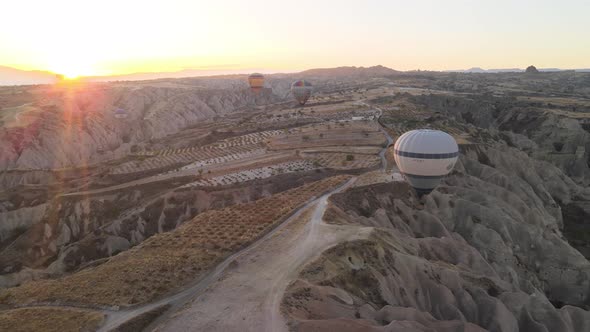 Cappadocia, Turkey : Balloons in the Sky. Aerial View