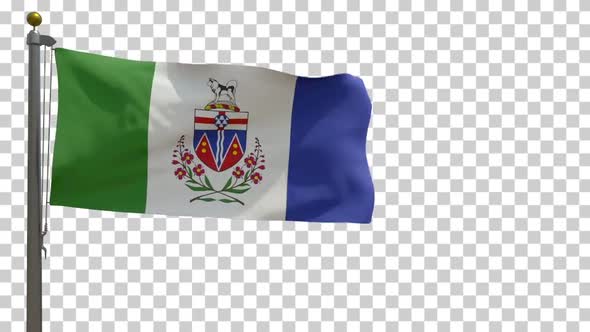 Yukon Flag (Canada) on Flagpole with Alpha Channel - 4K