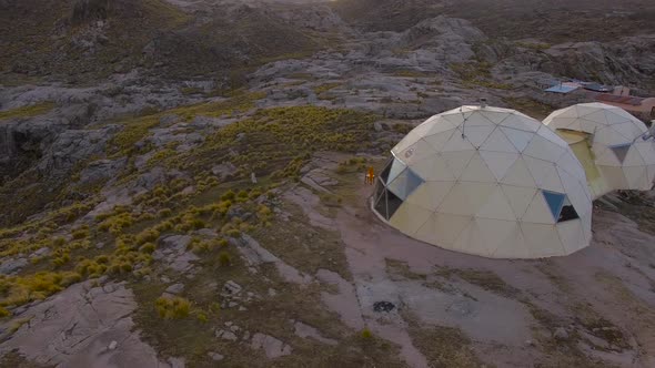 Geodesic dome tents, Mount Champaqui, Cordoba Province, Argentina