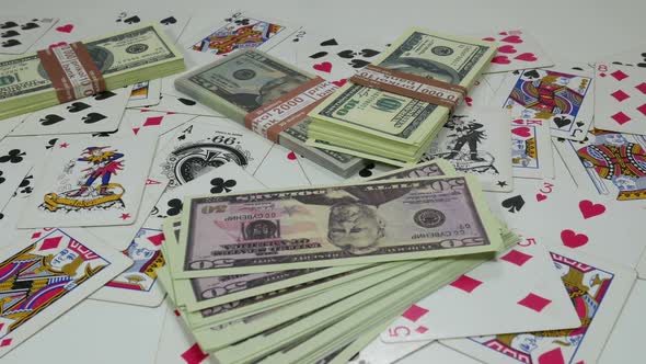 Playing Poker Cards And Dollars