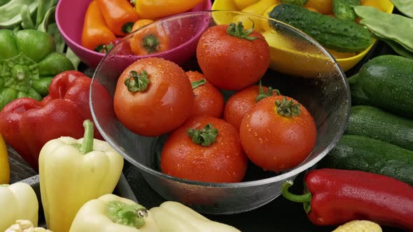 Big Set of Raw Vegetables for Making Tomato Sauce