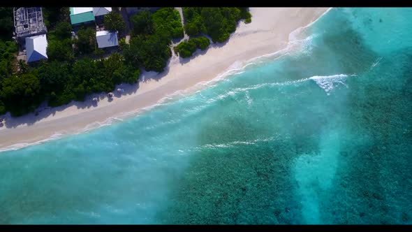 Aerial travel of paradise resort beach break by clear sea with white sand background of a dayout nea