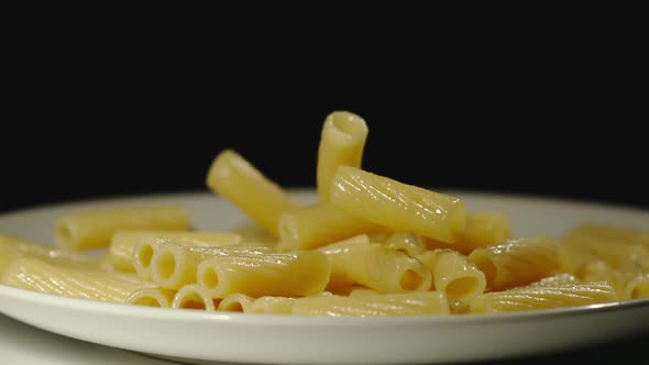 Cooked Tortiglioni Fall Into Full Plate