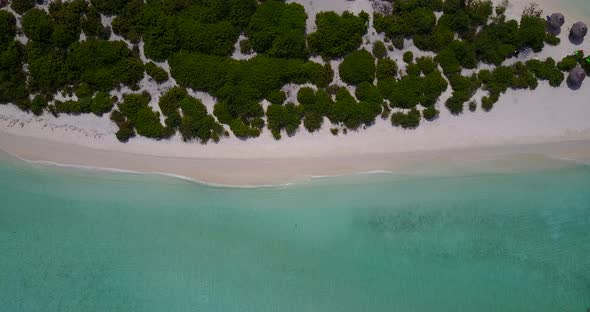 Tropical above travel shot of a paradise sunny white sand beach and blue ocean background in hi res 