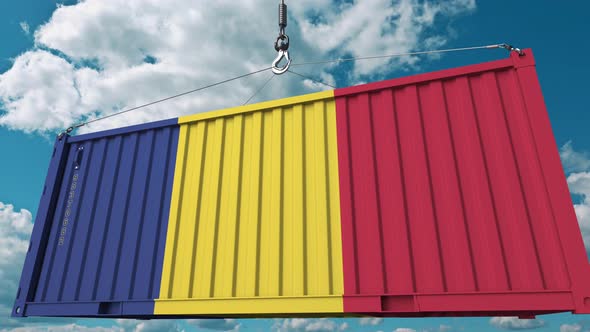 Container with Flag of Romania alt