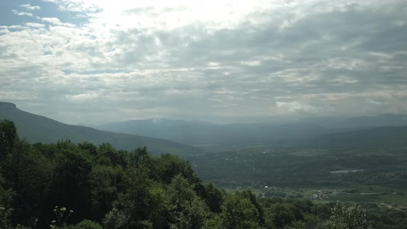 Panorama of Beautiful Countryside View From Mountain to Valley in the Morning