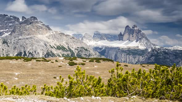 Timelapse of Tre Cime di Lavaredo, Dolomites, Italy