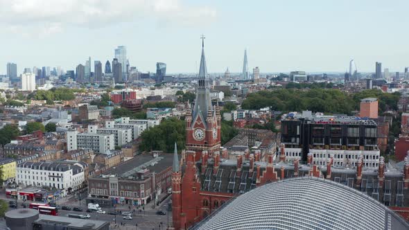Slide and Pan Footage of St Pancras Train Station Clock Tower