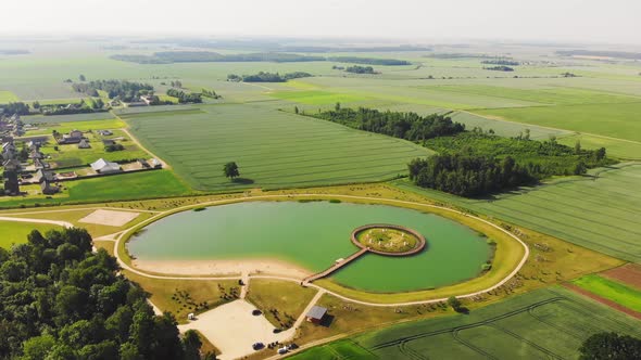 Artificial Lake With Island In Middle, Lithuania