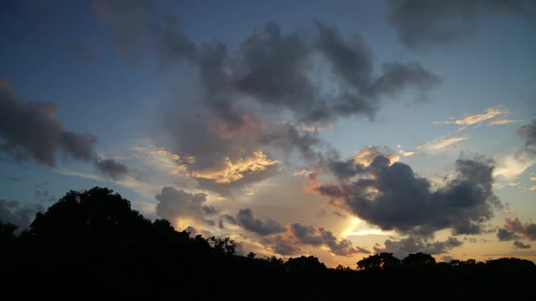 Beautiful drifting clouds on sunset