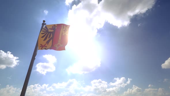 Geneva City Flag on a Flagpole V4 - 4K