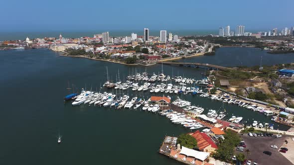 Old City from the Yacht Club in Cartagena Bay Colombia