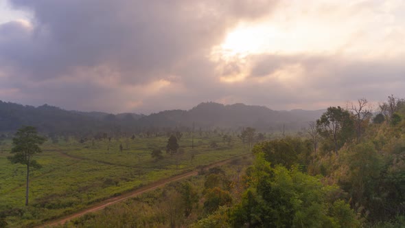 Time lapse of national park green field mountains in Thung Yai Naresuan Wildlife Sanctuary